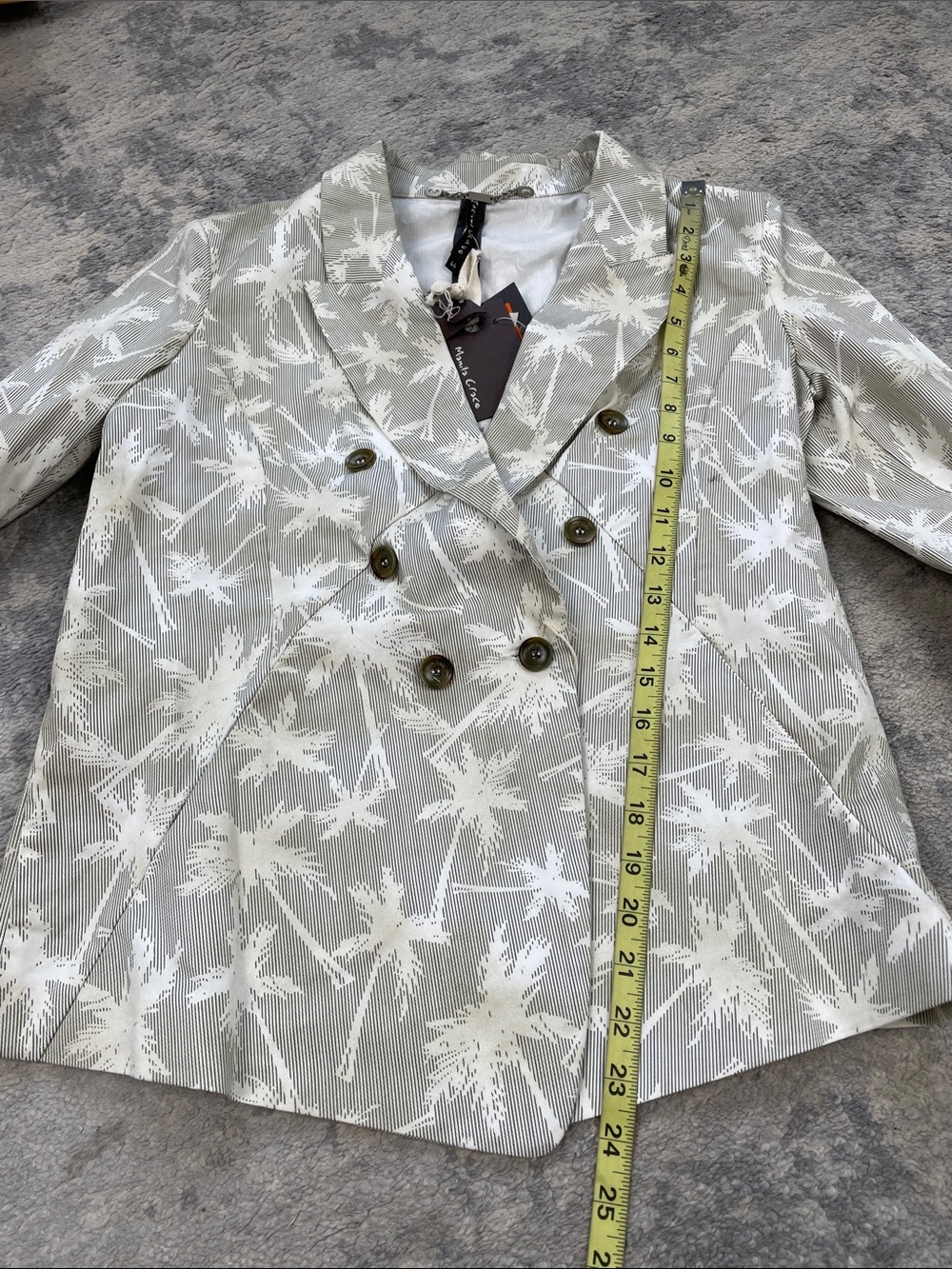 Manila Grace Double Breasted Palm Print Blazer Jacket Tropical Sz 44 - Picture 13 of 14